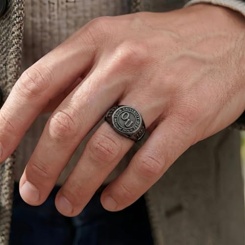 FYBIOD Silver/10K 14K 18K Gold Personalized Mens Class Rings 2026 Graduation Ring with Birthstone Custom High School Rings for Men University College Rings -7
