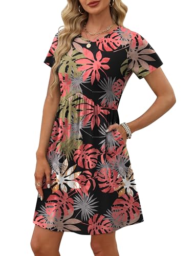Hawaiian Dresses for Women Beach Dresses Beach Vacation Clothes for Women Summer Dress Leaf L