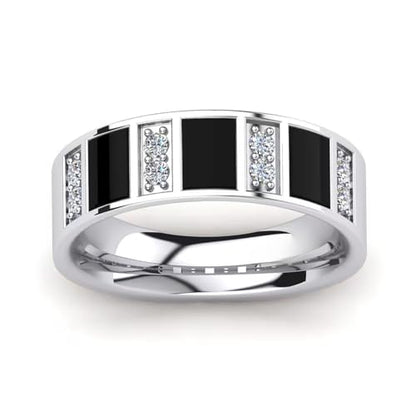 Weddding Band for Men Black Onyx Men's Wedding Rings Signet Band 925 Sterling Silver 10K 14K 18K Gold Size6-14(S4)