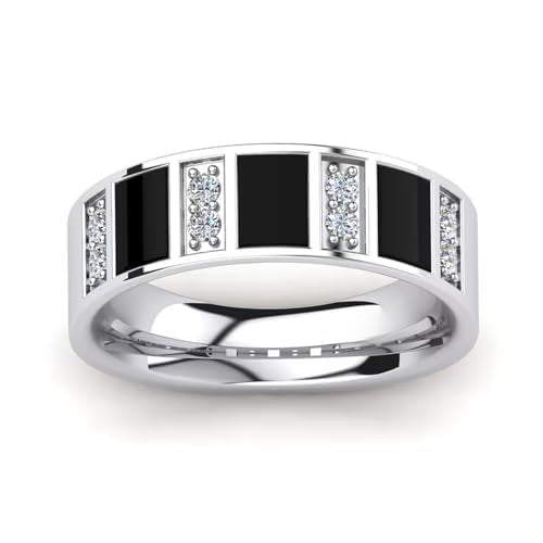 Weddding Band for Men Black Onyx Men's Wedding Rings Signet Band 925 Sterling Silver 10K 14K 18K Gold Size6-14(S4)