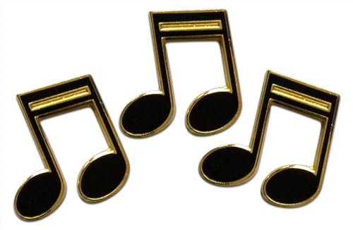 Novel Merk Music Note Lapel Pin, Hat Pin & Tie Tack Set - Clutch Back (3- Dual Note)