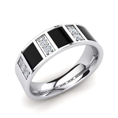 Weddding Band for Men Black Onyx Men's Wedding Rings Signet Band 925 Sterling Silver 10K 14K 18K Gold Size6-14(S4)