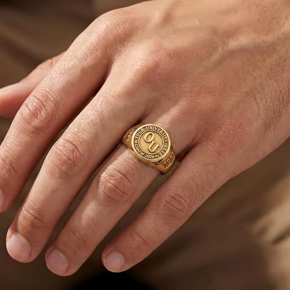 FYBIOD Silver/10K 14K 18K Gold Personalized Mens Class Rings 2026 Graduation Ring with Birthstone Custom High School Rings for Men University College Rings -7