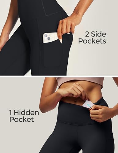 IUGA High Waist Yoga Pants with Pockets, Leggings for Women Tummy Control, Workout Leggings for Women 4 Way Stretch Black