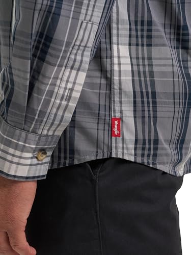 Wrangler Men's Long Sleeve Plaid Woven Shirt, Smoke Pearl Plaid,4X
