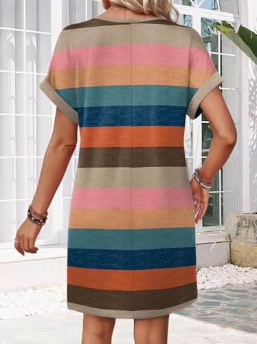WIHOLL Womens Summer Dresses Beach Vacation Clothes Cruise Vacation Outfits Hawaiian Dresses with Pockets Business Casual Work Office Elegant Classy Tropical Resort Wear Tshirt Dress Italian Dress M