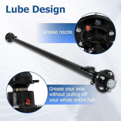 WFLNHB 3500 lbs Trailer Axle with 5-Lug 4.5 Hubs - 85 Hub Face, 70 Spring Center, Includes U-Bolt Kit Replacement for Cargo RV Camper