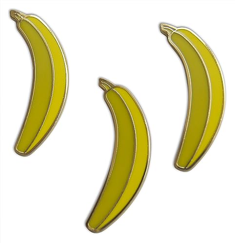 Novel Merk Tropical Fruits – Banana & Other Lapel Pin, Hat Pin & Tie Tack Set - with Clutch Back (3-Banana)