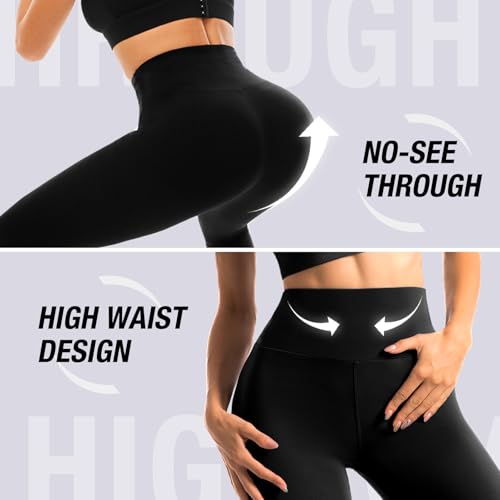 Fawarior High Waisted Leggings for Women, Buttery Soft Workout Yoga Leggings Black LXL