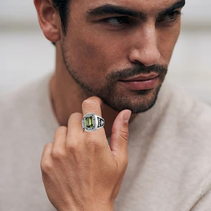 LEECCI Custom Class Rings for Men Personalized Anillos Engraved Birthstone Pattern Text High School College Graduation Memorial Jewelry Gifts for Male Classmates Friends