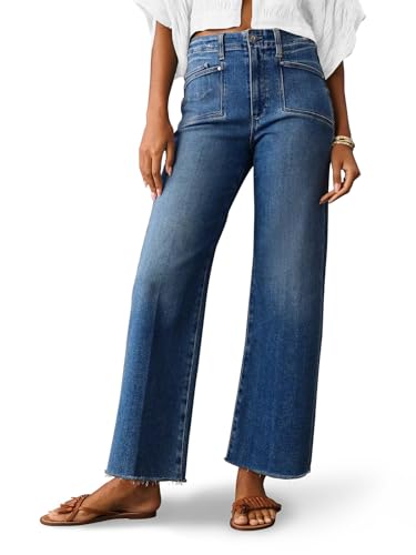 Celine Jeans - Jeans for Women Wide Leg Baggy High Waist Boyfriends Straight Leg Stretchy Denim Pants Trendy Fall 2024 W005-dark Blue