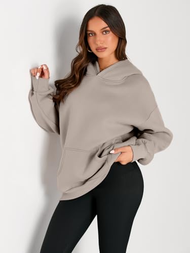 Trendy Queen Womens Oversized Hoodies Fleece Sweatshirts Fall Fashion Pullover Sweaters Winter Clothes CoffeeGrey XL
