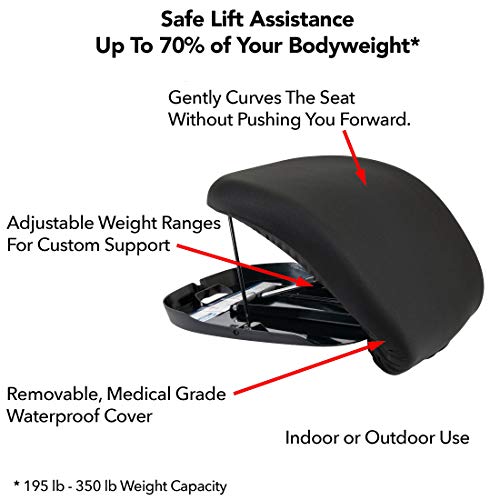 Carex Uplift Premium Seat Assist Plus With Memory Foam - Chair Lift And Sofa Stand Assist - 70% Seat Lift Assistance Up To 350lbs