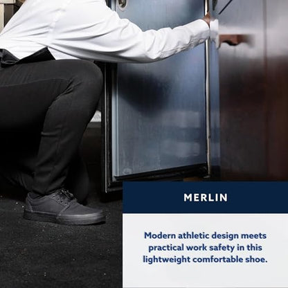 Shoes For Crews Unisex Slip-Resistant Work Sneakers – Comfortable, Lightweight, Water-Resistant & Non-Slip Work Shoes - Ideal for Men & Women in Hospitality, Retail, Food Service & More - Merlin, Size 8