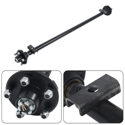 Thomletha Trailer Axle 2000 lbs Axle Beam 5 Lug Trailer Axle 56.5 inch Hub Face 46.5 inch Spring Center