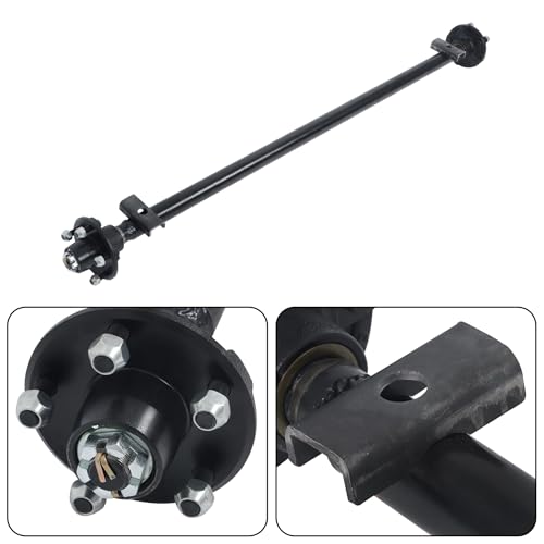 Thomletha Trailer Axle 2000 lbs Axle Beam 5 Lug Trailer Axle 56.5 inch Hub Face 46.5 inch Spring Center