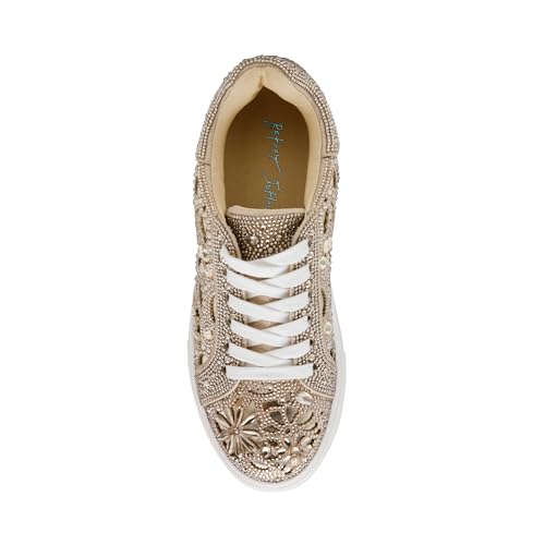 Betsey Johnson Women's Reily Sneaker, Light Gold, 5.5