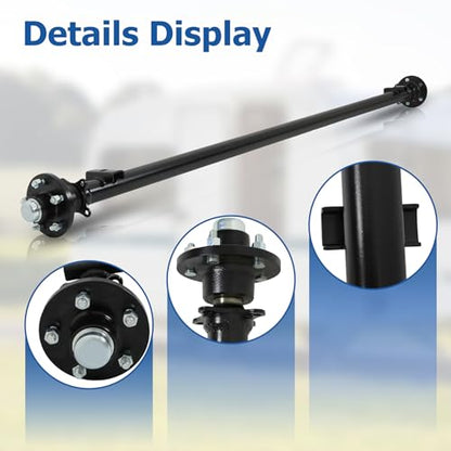 WFLNHB 3500 lbs Trailer Axle with 5-Lug 4.5 Hubs - 85 Hub Face, 70 Spring Center, Includes U-Bolt Kit Replacement for Cargo RV Camper