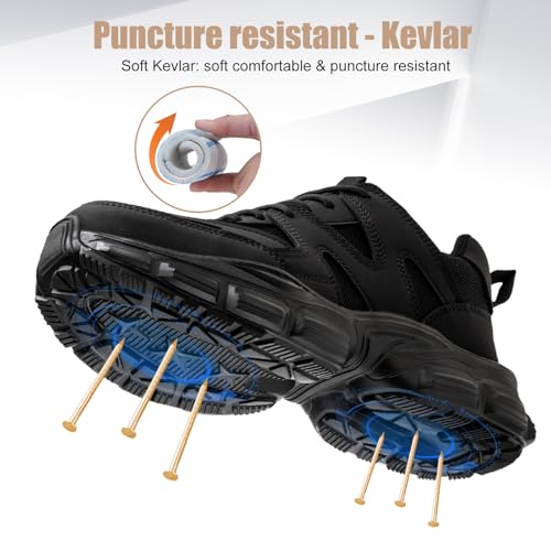 Steel Toe Shoes for Women Men Wide Non Slip Composite Work Sneakers Indestructible Comfortable Safety Tennis Shoes Lightweight Breathable Construction Sneakers Puncture Proof Ergonomic Design