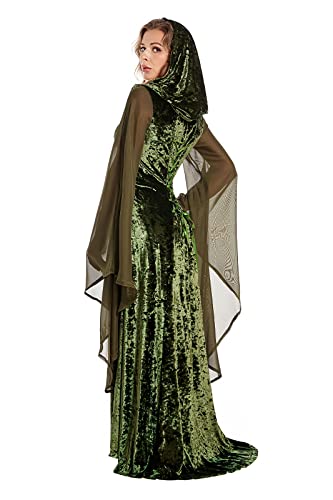 Women's Medieval Hooded Cloak - Vintage Lace-up Long Dress Costume