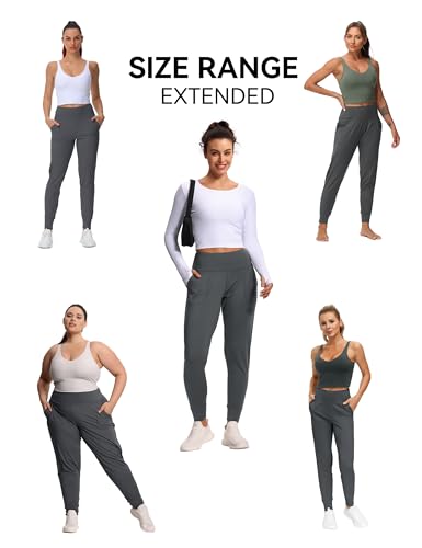 THE GYM PEOPLE Womens Joggers Pants with Pockets Athletic Leggings Tapered Lounge Pants for Workout, Yoga, Running (X-Large, Dark Grey)