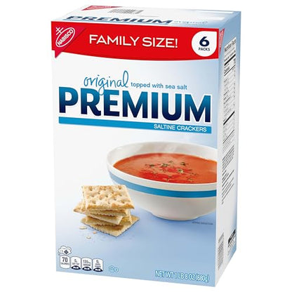 Premium Original Saltine Crackers, Lunch Snacks, Family Size, 24 oz