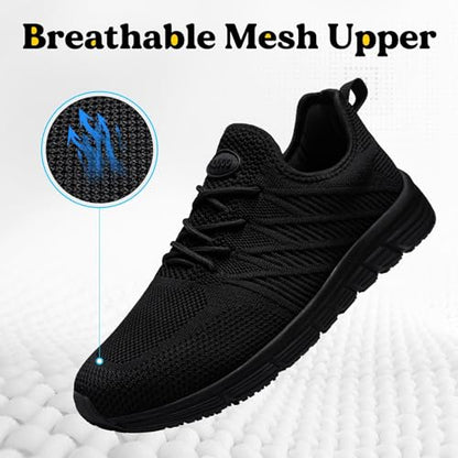 Taquco Slip Resistant Work Shoes for Men Slip On Sneakers Black Non Slip Work Shoes Water Resistant Nonslip Work Shoe Lightweight Zapatos de Trabajo para Hombres (Black,10.5)