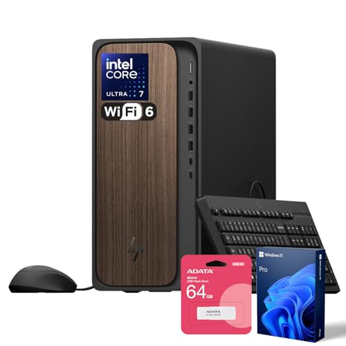 HP OmniDesk(Envy Next Brand) M03 Premium Business Next Gen AI PC Desktop, Intel Core Ultra 7 265, 32GB DDR5 RAM, 2TB SSD, W11P, USB-C, Wi-Fi 6, Wired KB & Mouse, Bundle with ADATA 64GB USB Flash Drive