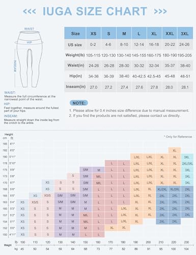 IUGA High Waist Yoga Pants with Pockets, Leggings for Women Tummy Control, Workout Leggings for Women 4 Way Stretch Black
