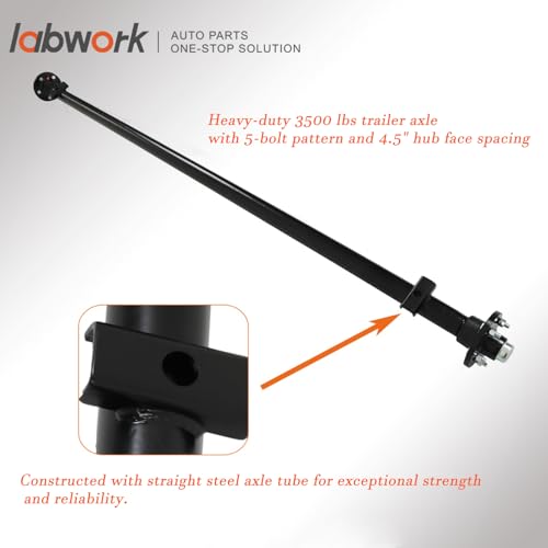labwork 3500 lbs Trailer Axle with 5-Bolt - 4.5 95 Hub Face 80 Spring Center