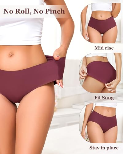 FINETOO 6 Pack Womens Seamless Underwear Full Coverage No Show Hipster Panties Sexy Stretchy Briefs Lingerie Sleep & Lounge