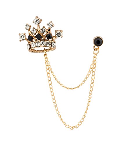 Knighthood Men's Crown Chain Brooch For Men (GOLD-BLACK)