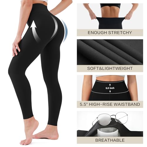 Blisset High Waist Leggings for Women - Opaque, Soft Tummy Control Athletic Pants for Yoga, Running, Workout and Gym