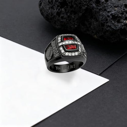 Lypic Custom Class Ring for Men 925 Sterling Silver High School Rings with Birthstone Personalized Black Graduation Ring for Men Style 01