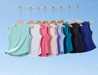 baleaf Women's Sleeveless Athletic Tops Workout Tank Tops for Women Running UPF 50+ Breathable Lightweight Tennis Quick Dry Loose Fit Yoga White M