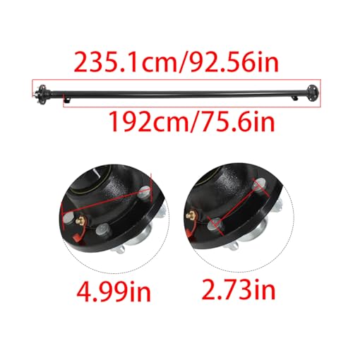munirater 3500lbs 5x4.5 Bolt Pattern 89 Hub Face 74 Spring Center Trailer Axle U Bolt Kit