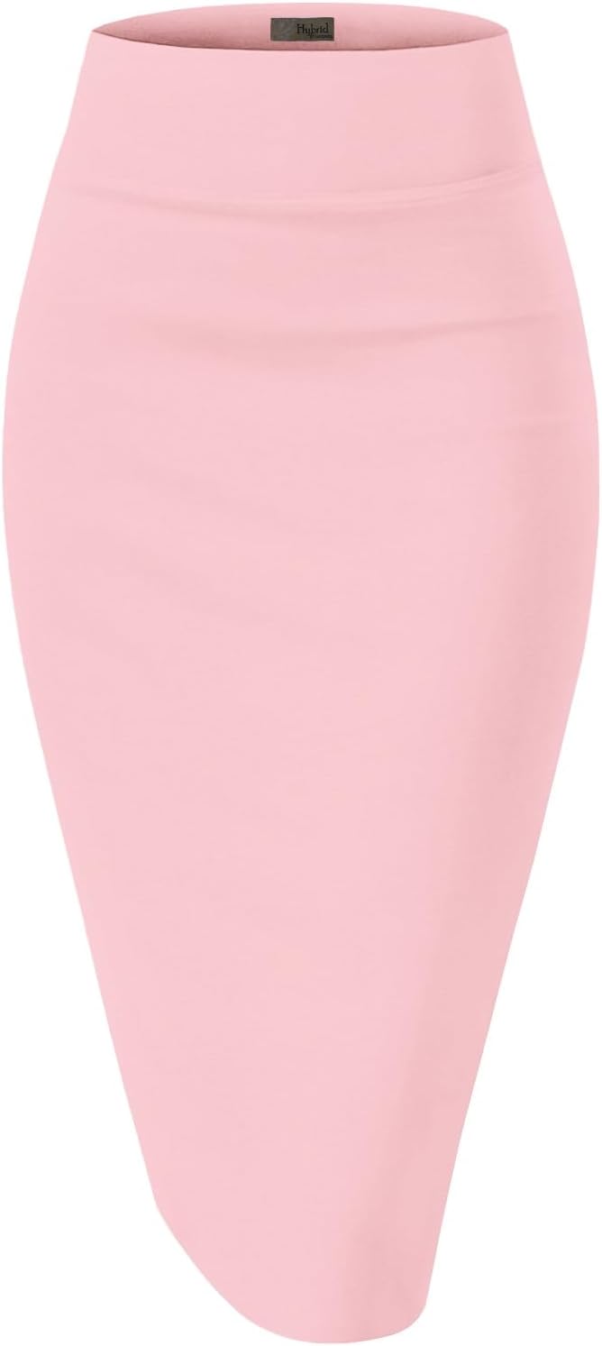 Women's High Waist Pencil Skirt - Premium Stretch Ponte Business Professional Below Knee