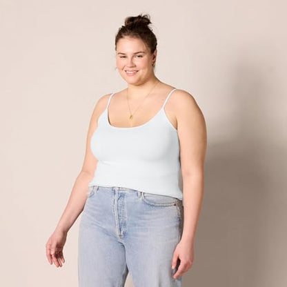 Amazon Essentials Women's Slim-Fit Camisole for Layering and Everyday Wear, Pack of 4, Black/Charcoal Heather/Light Grey Heather/White, Medium