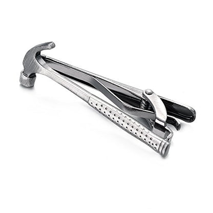 Yoursfs Unique Hammer Tie Clips for Men Cool Tool Tie Clips Novelty Silver Hammer Tie Clip Personalized Tie Bar
