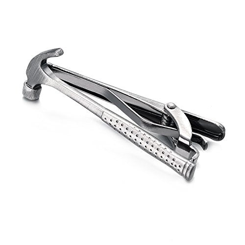 Yoursfs Unique Hammer Tie Clips for Men Cool Tool Tie Clips Novelty Silver Hammer Tie Clip Personalized Tie Bar