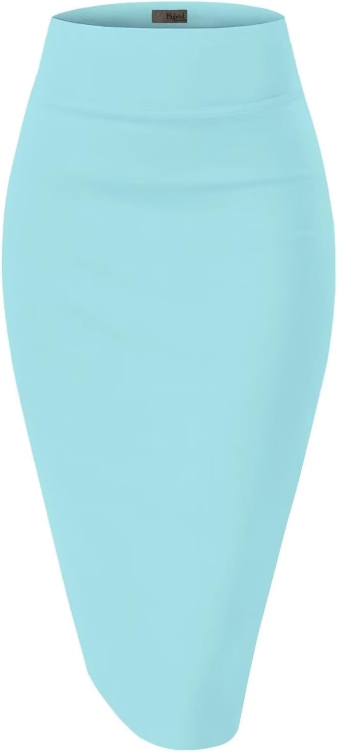Women's High Waist Pencil Skirt - Premium Stretch Ponte Business Professional Below Knee 1073t-aqua