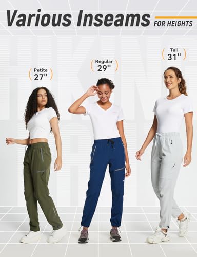 baleaf Women's Hiking Pants Quick Dry Water Resistant Lightweight Joggers Pant for All Seasons Elastic Waist Black Size M