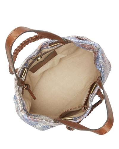 Lucky Brand Jema fabric tote Premium large Women’s Handbag for everyday & travel Durable purse with lots of interior function, braided detail, short and long double straps One Size US