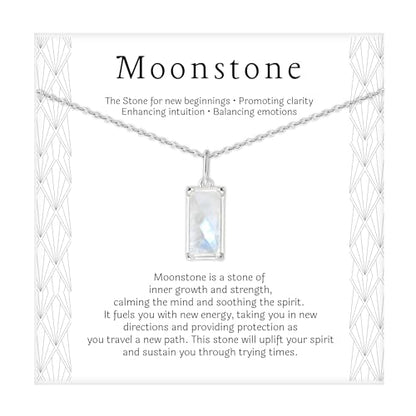 HOPE LOVE SHINE New Beginnings Rainbow Moonstone Sterling Silver Necklace for Women - Meaningful Jewelry