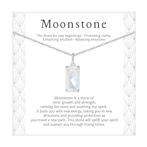 HOPE LOVE SHINE New Beginnings Rainbow Moonstone Sterling Silver Necklace for Women - Meaningful Jewelry