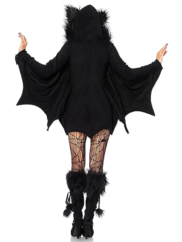Women's Cozy Bat Costume - Fleece Dress with Hood and Bat Wings