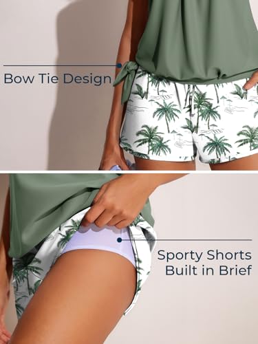 Summer Mae Blouson Women’s Tankini Swimsuits with Shorts Tummy Control Bathing Suits Side Pockets Green Shadow X-Large 2026