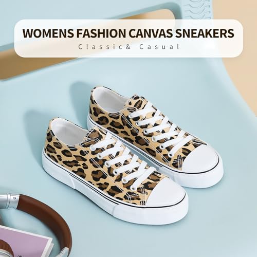 hash bubbie Women's Canvas Shoes Fashion Canvas Sneakers for Women Casual Tennis Shoes Low Top Walking Shoes(Leopard Print,US11)