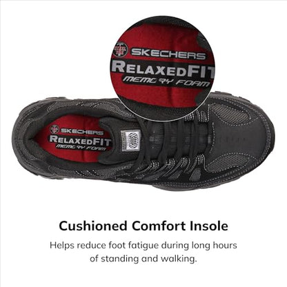Skechers Men's Work Cankton Steel Toe Construction Shoe, Black/Charcoal, 13W