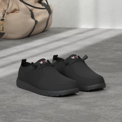 LARNMERN Slip On Steel Toe Shoes Men Lightweight Comfortable Walking Sneakers Safety Work Steel Toe Loafers(10.5 Men, Black)